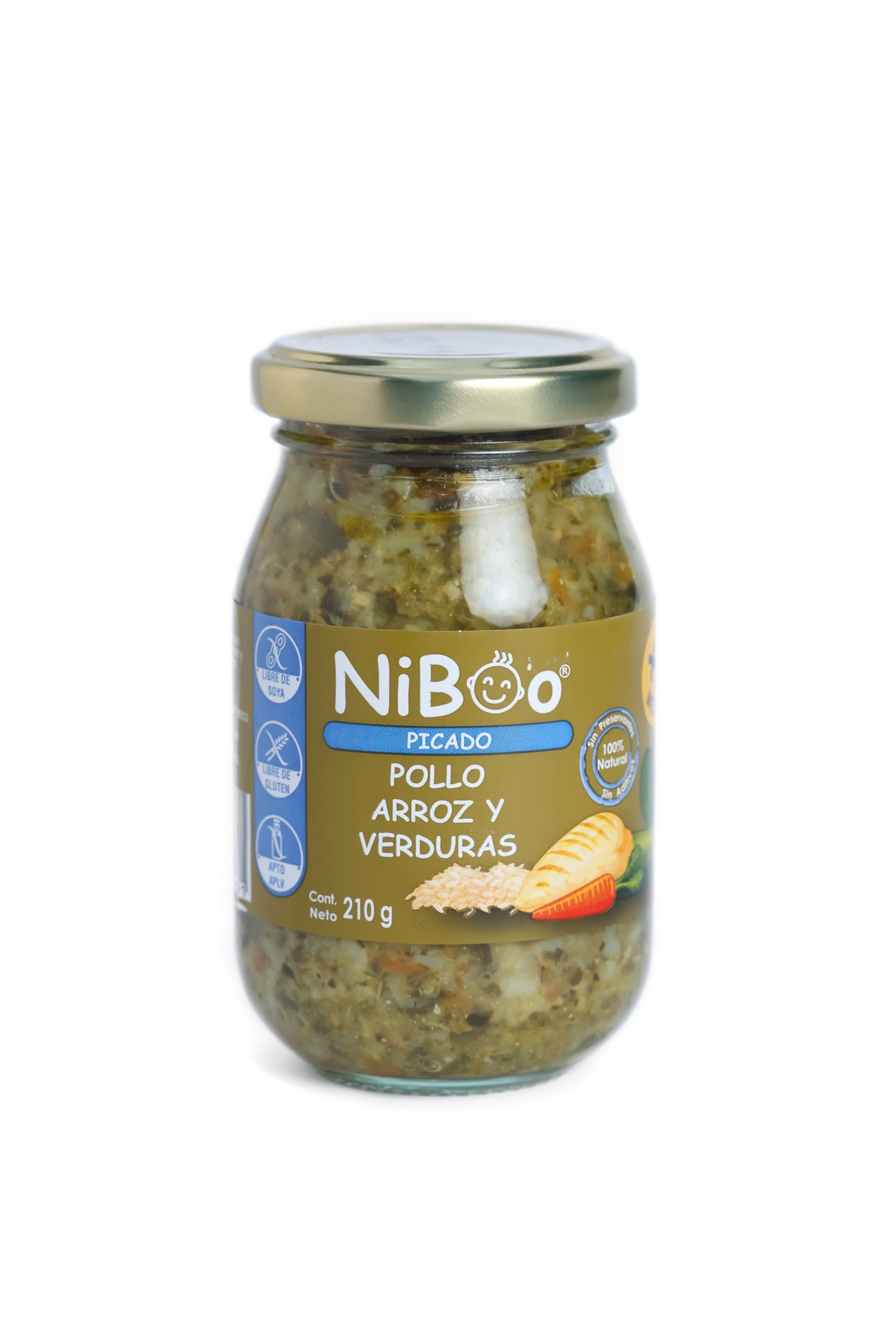 Niboo, Picado pollo, arroz y verduras 210g