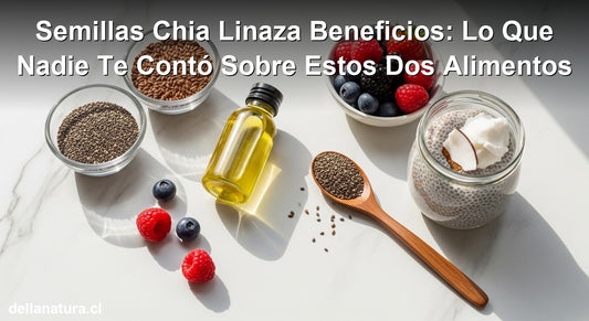 Semillas chia linaza beneficios para la salud en bowls de vidrio sobre mármol blanco