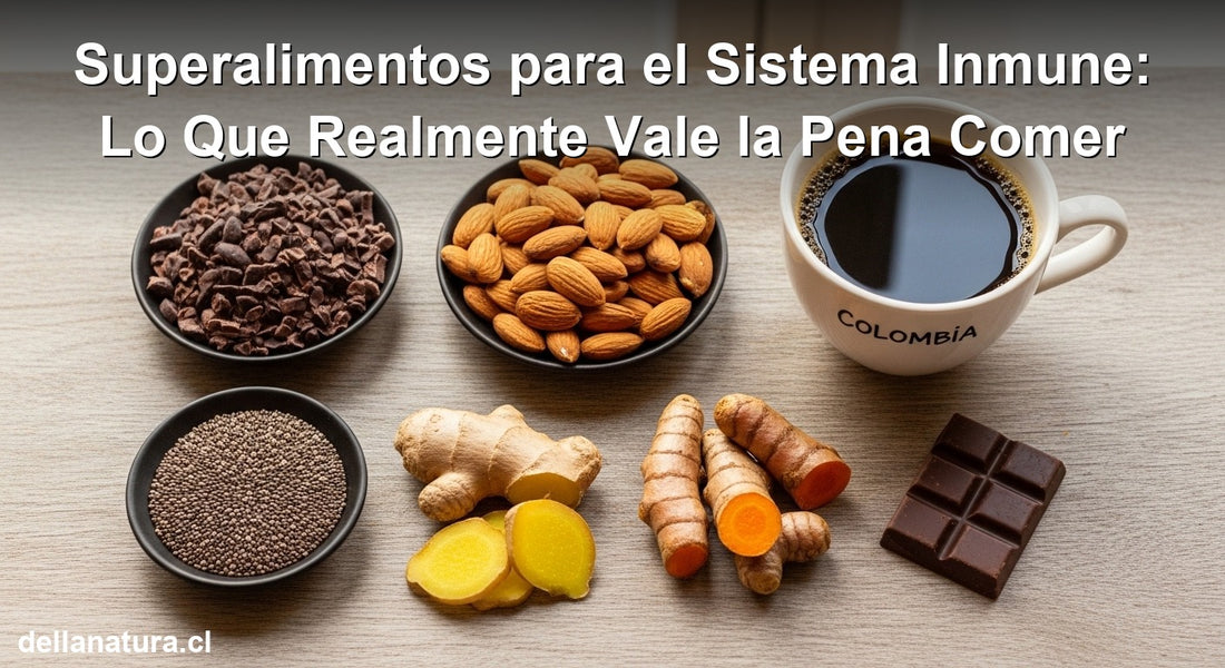 Superalimentos para fortalecer el sistema inmune: cacao, almendras, cúrcuma y café natural