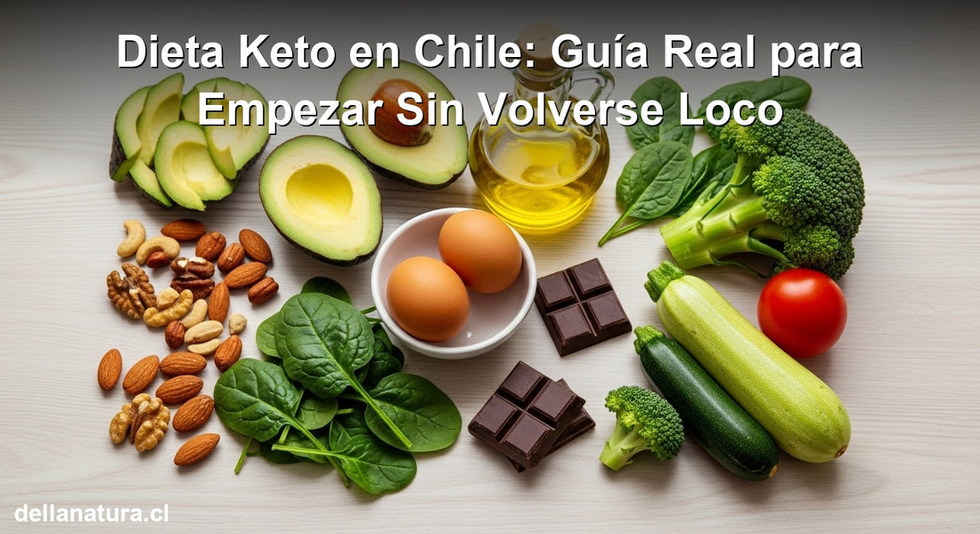 Selección de dieta keto alimentos Chile frescos y naturales sobre mesa de madera