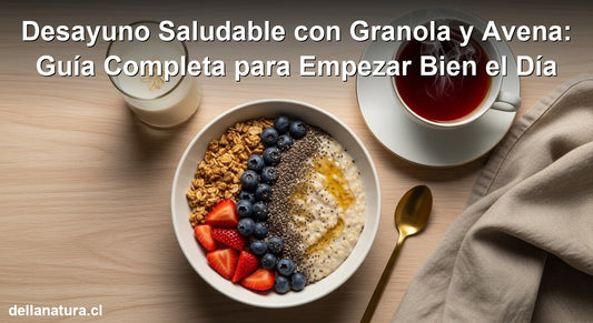 Bowl de desayuno saludable con granola y avena, frutos rojos y bebida de avena vainilla