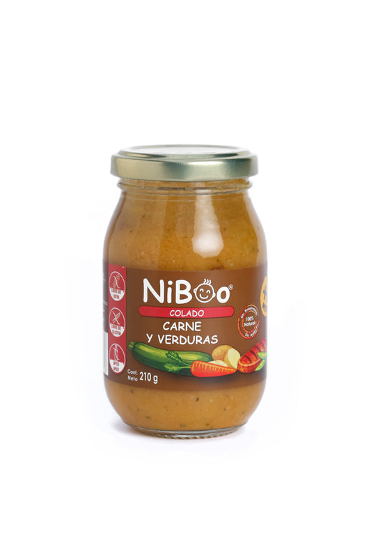 Niboo, Colado carne y verduras 210g