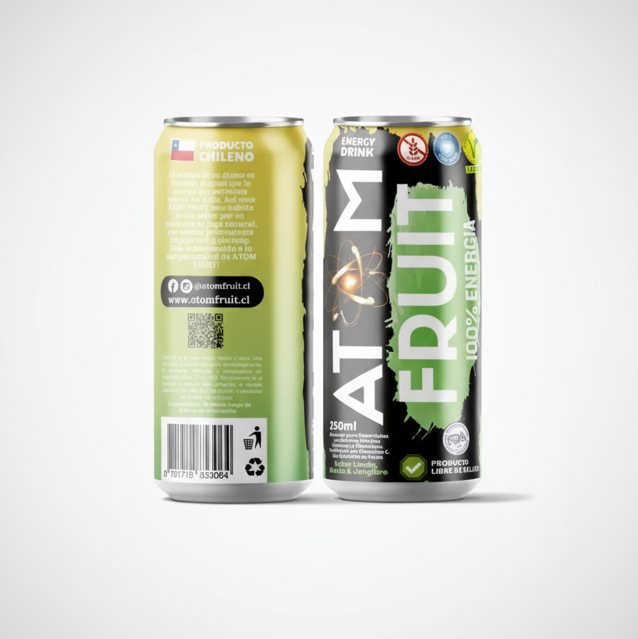 Atom Fruit, Energy Drink, Limon, Menta & Jengibre