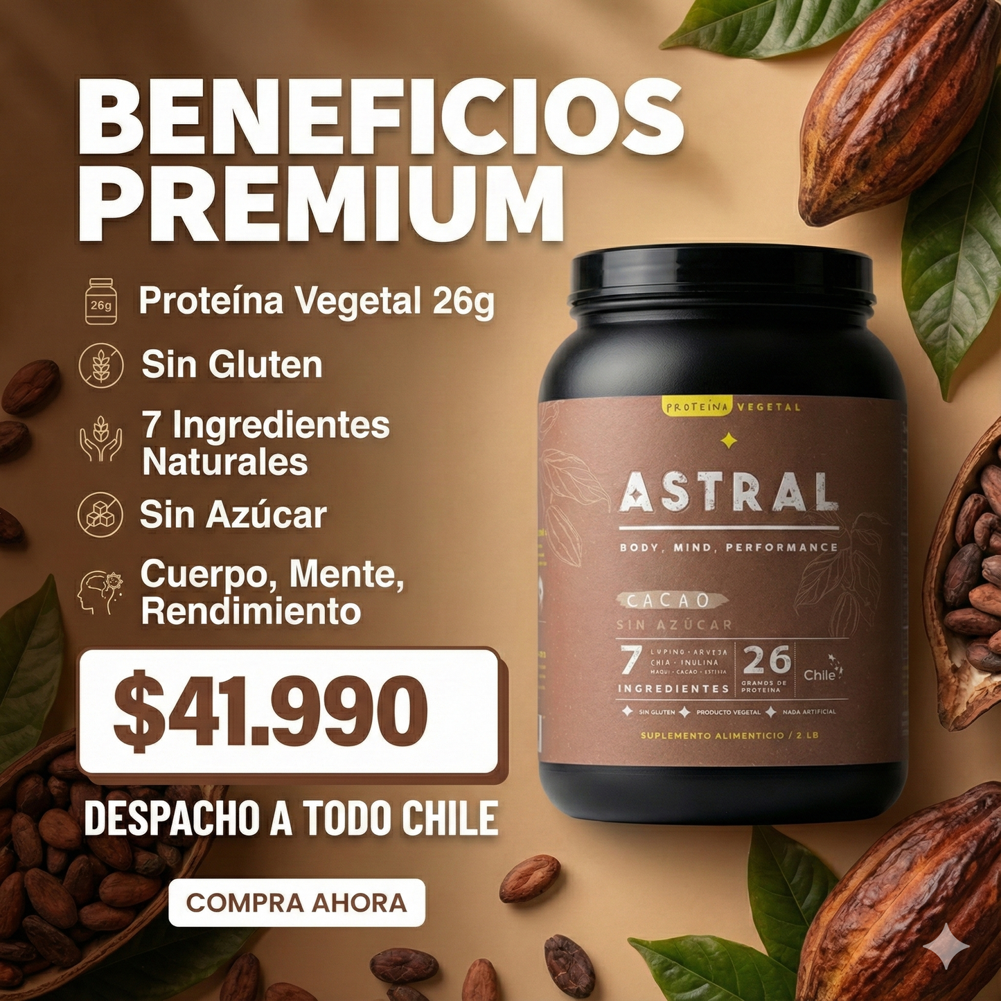 Astral, Proteína Sabor Cacao | Astral | Dellanatura