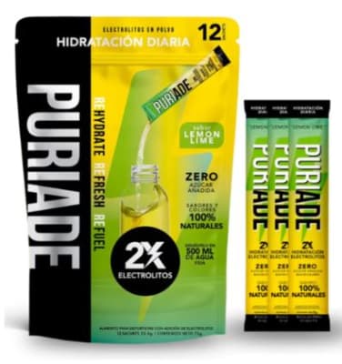 Puriade, Doypack Electrolitos en Polvo Sabor Limon (12un)