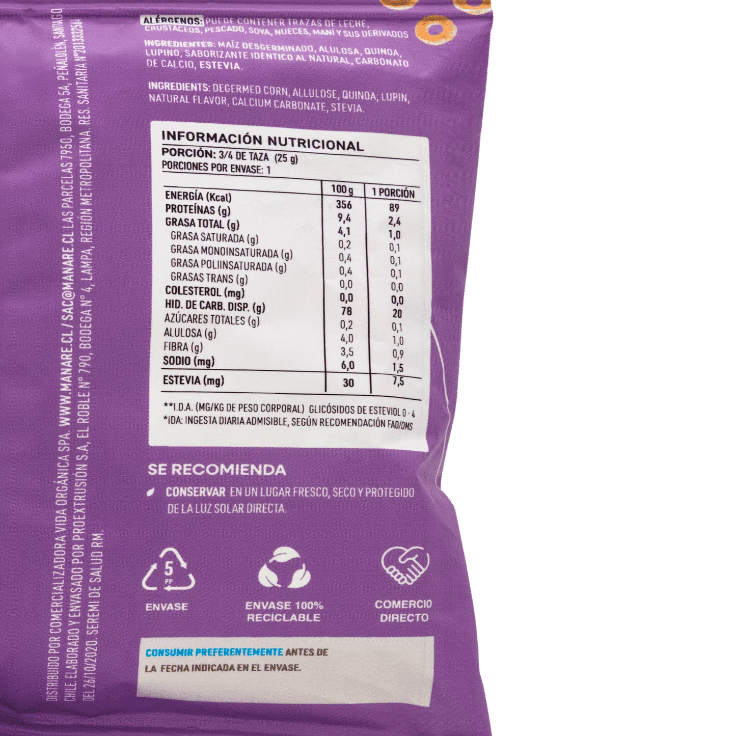 Cereal sin Gluten Cacao, Manare