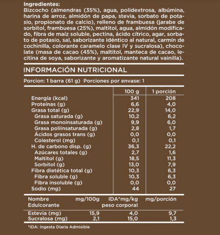 Alea, Barra de Almendra Frambuesa chocolate negro