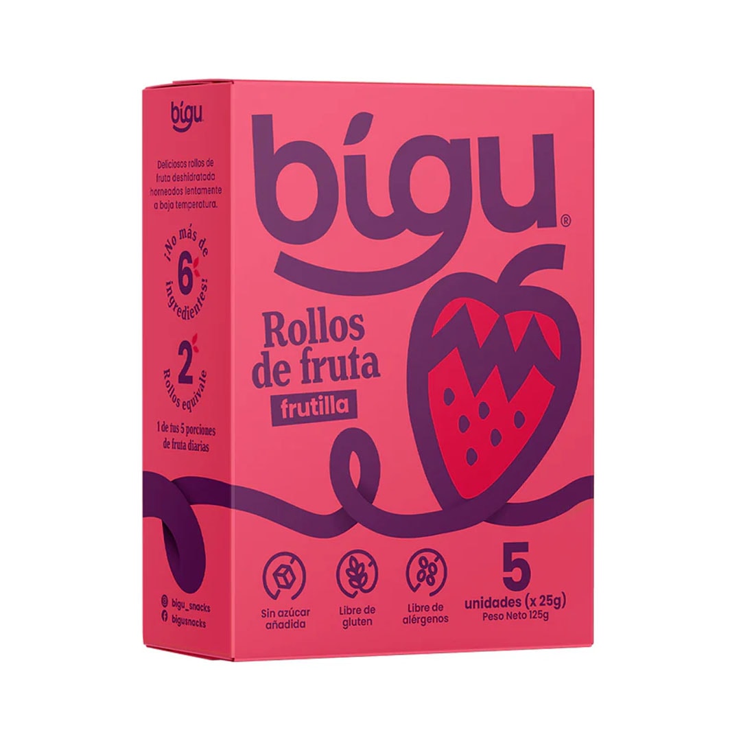 Bigu, Pack Rollo De Fruta Frutilla 5un.