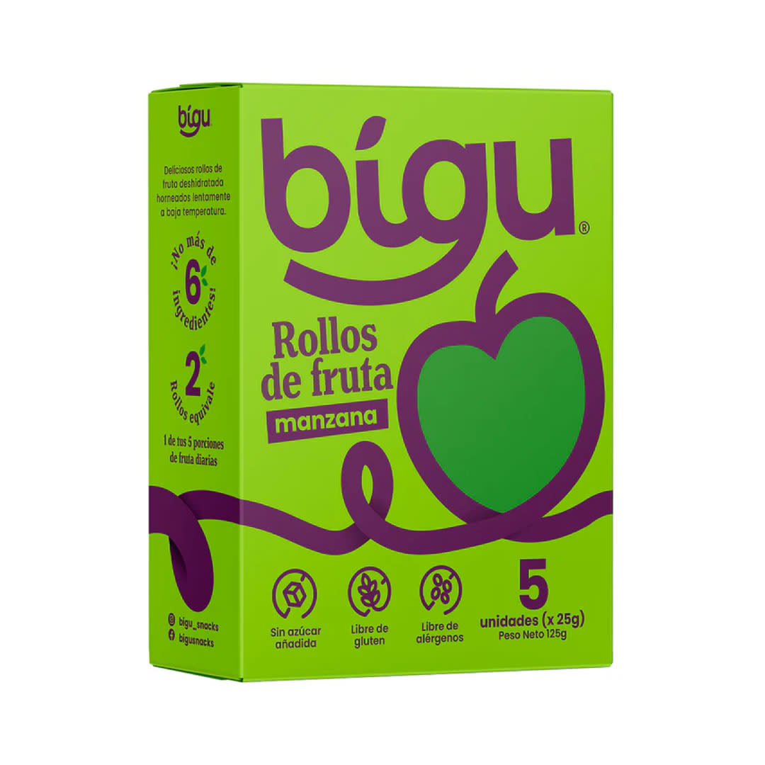 Bigu, Pack Rollo De Fruta Manzana 5un.