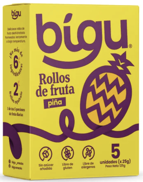 Bigu, Pack Rollo De Fruta Piña 5 un.