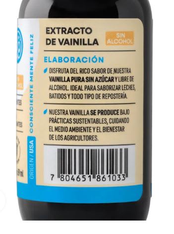 Manare, Extracto de vainilla sin alcohol