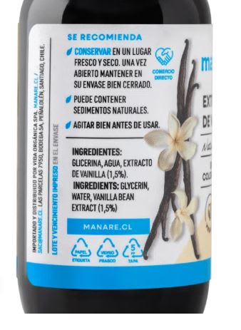 Manare, Extracto de vainilla sin alcohol