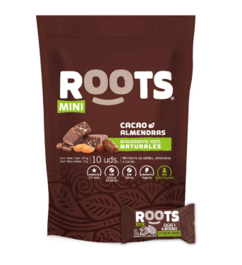 Roots,   Mini barras Cacao y Almendra 10 uni