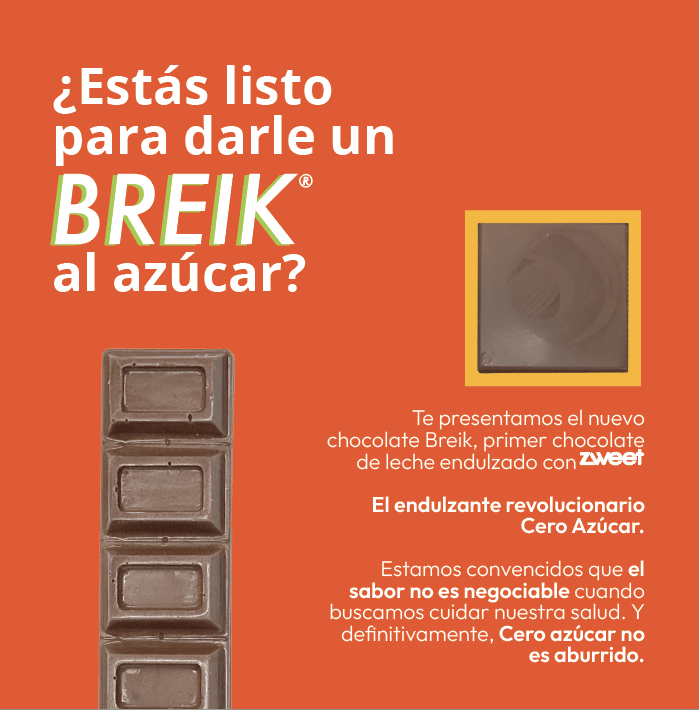 Breik,  Barra Chocolate Leche sin azúcar
