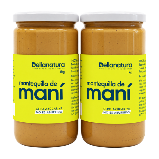 Mantequilla de Maní sin Azucar 100% Natural 1 Kg Pack X2 — Dellanatura