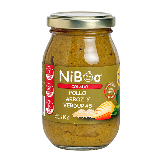 Niboo, Colado pollo, arroz y verduras 210g