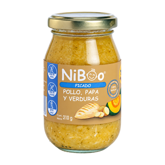 Niboo, Picado pollo, papas y verduras 210g
