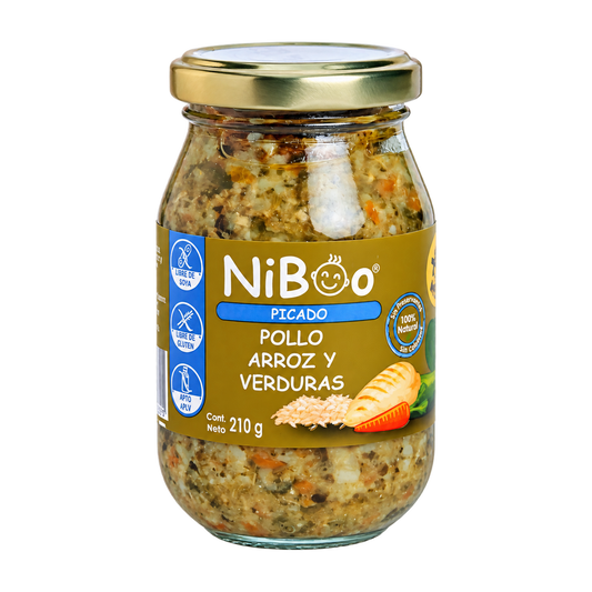 Niboo, Picado pollo, arroz y verduras 210g