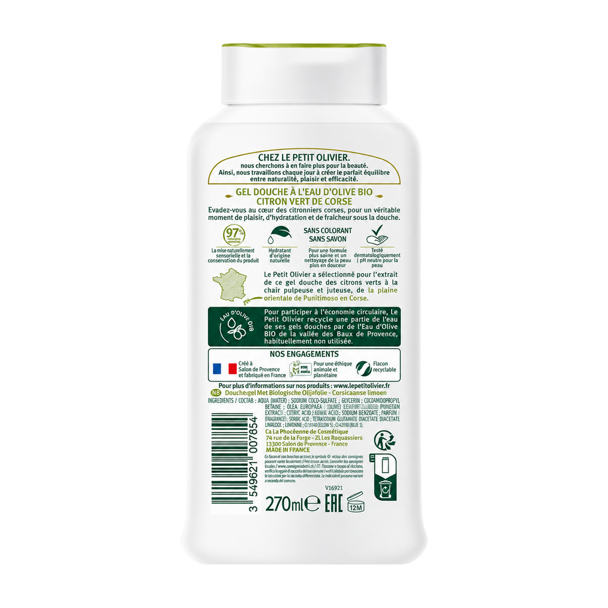 Gel de ducha Agua de Oliva Lima 270ml — Le petit Oliver