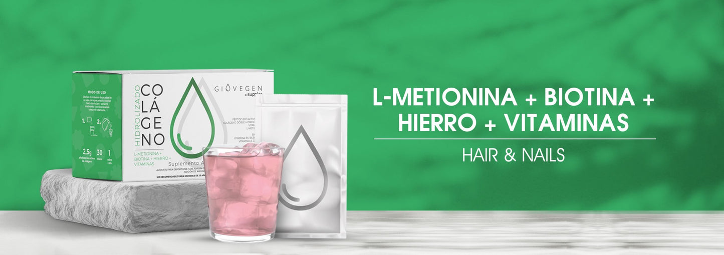Giovegen, Colágeno Hidrolizado Hair &Nails 30 Sobres