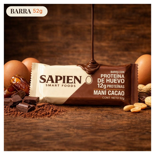 Sapien, Barra cacao con proteína de huevo 52gr
