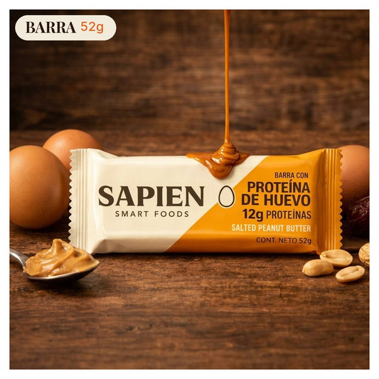 Sapien, Barra salted peanut butter con proteína de huevo 52gr